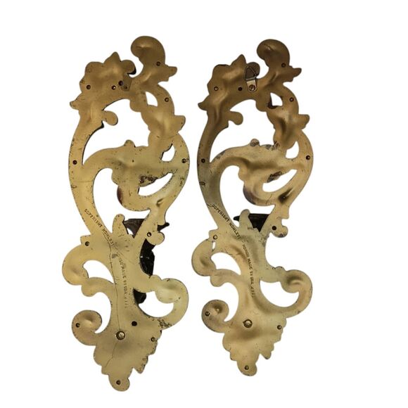 Vintage HOMCO Candleholder Wall Sconces #4118 Brown With Gold Highlights 15"x5" - Picture 2 of 12